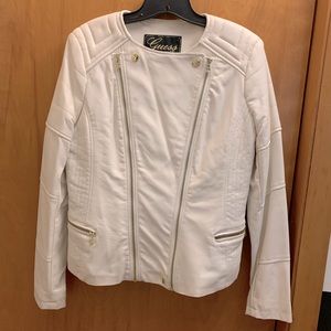 White Faux Leather Moto Jacket